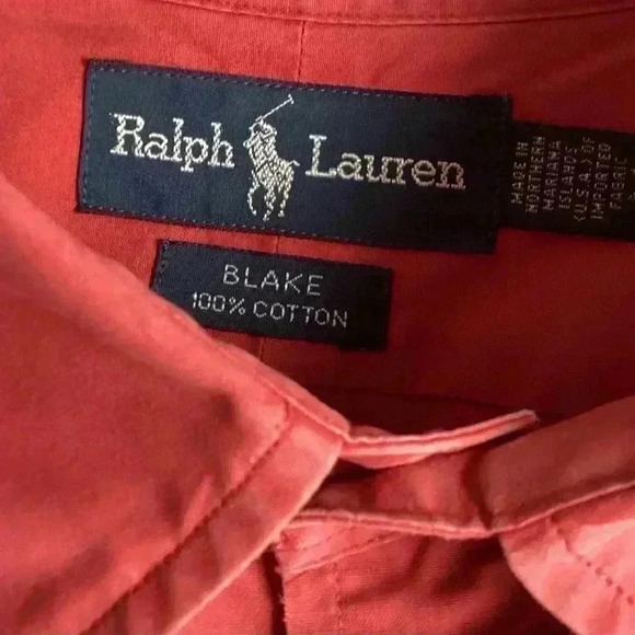 Ralph Lauren Shirt Men's Red Blake Button Down Short Sleeve 100% Cotton SIZE XL - Picture 4 of 7
